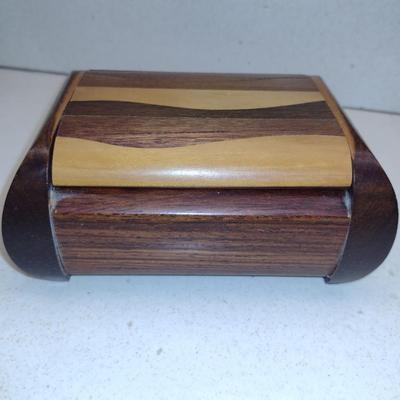 Wooden Storage Box- Approx 6" x 4" x 2 3/4" Tall