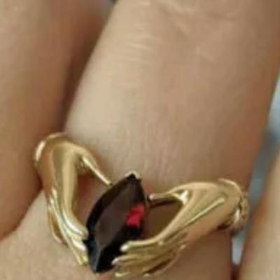 1.0 Ct Marquise Cut Red Garnet Solitaire Ring 14K Yellow Gold Finish