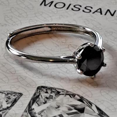 GRA 1 ct Black Moissanite Ring