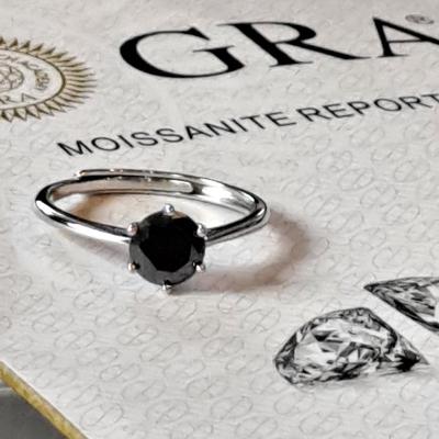 GRA 1 ct Black Moissanite Ring