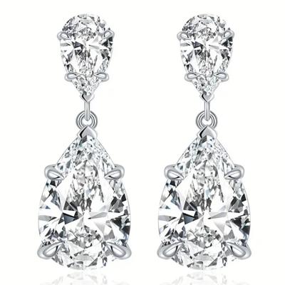 Pear-shaped Moissanite Stud Earrings, S925 Silver Plated With 18k Golden Plated Moissanite Luxury Stud