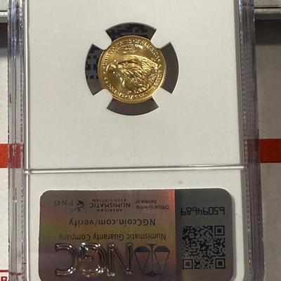 NGC Certified 2025 MS70 Five Dollar Gold Eagle Signed by Elizabeth Jones Chief Engraver as Pictured.