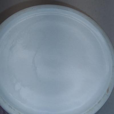 Glazed Porcelain Box with Bird Shaped Finial- Approx 5 1/2" in Diameter
