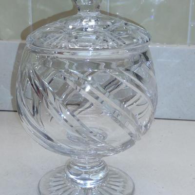 Stuart England Crystal Covered Candy Dish- Approx 8 1/4" Tall, 4 1/2" in Diameter