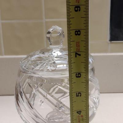 Stuart England Crystal Covered Candy Dish- Approx 8 1/4" Tall, 4 1/2" in Diameter