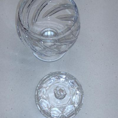 Stuart England Crystal Covered Candy Dish- Approx 8 1/4" Tall, 4 1/2" in Diameter