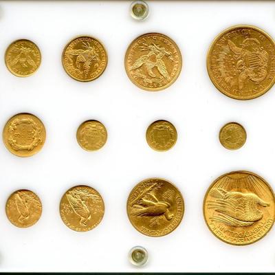 Complete 12-Coin US Gold Type Set - Rare Liberty & Indian Issues in Display Case