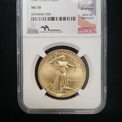 1987 - 4 Coin Gold Eagle Set NGC MS70 Mercanti/Very Low Population-Beautiful Set
