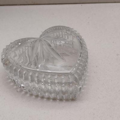 Wedgwood Crystal Heart Shaped Jewelry Dish with Lid