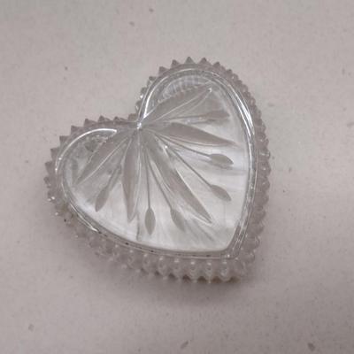 Wedgwood Crystal Heart Shaped Jewelry Dish with Lid