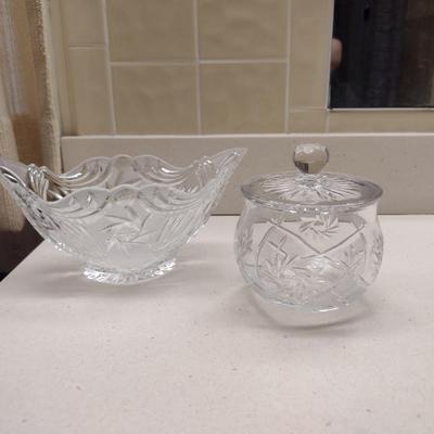 Glass/Crystal Bowl and Covered Jar