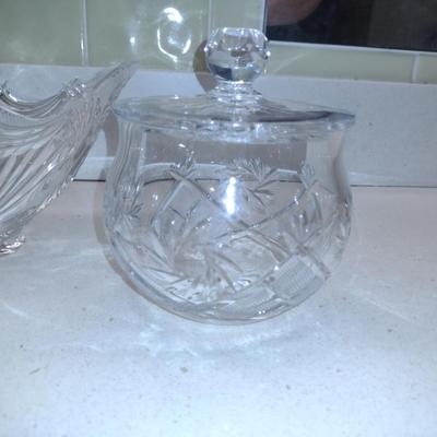 Glass/Crystal Bowl and Covered Jar