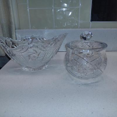 Glass/Crystal Bowl and Covered Jar