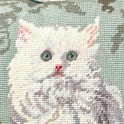 Set of 2 Needlepoint Hand Made Vintage Cat Pillows