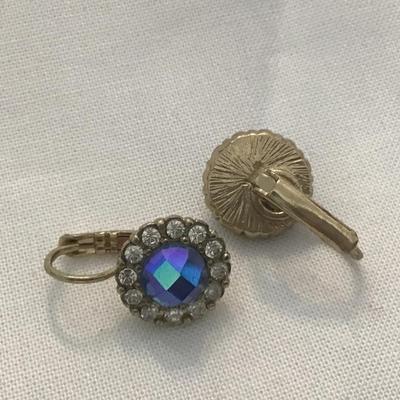Blue Rhinestone Earrings