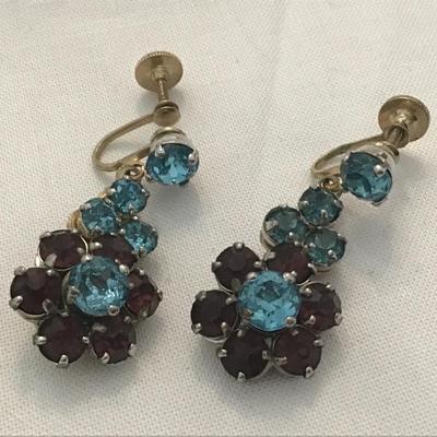 Barclay Vintage Rhinestone Screwback Earrings