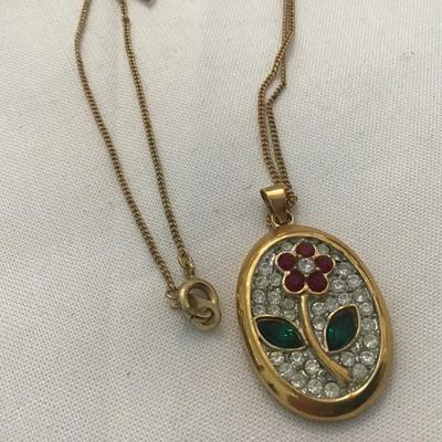 Floral Rhinestone Pendant with Chain