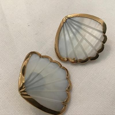 Beautiful Earrings Gold Trim. Nice
