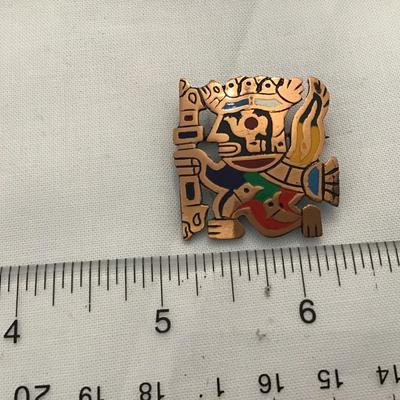 Vintage Aztec Eagle Warrior Brooch