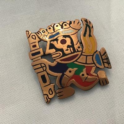 Vintage Aztec Eagle Warrior Brooch