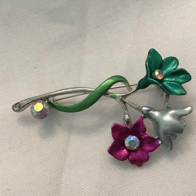 Rhinestone Enamel Brooch