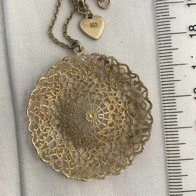 925 Filagree Pendant and Silver 925 Chain Isreal