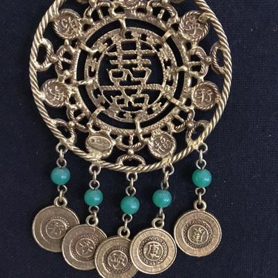 Beautiful vintage 60s GOLDETTE signed Asian medallion necklace