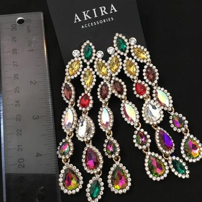 Gorgeous, multi colored rhinestone statement earrings