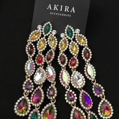 Gorgeous, multi colored rhinestone statement earrings