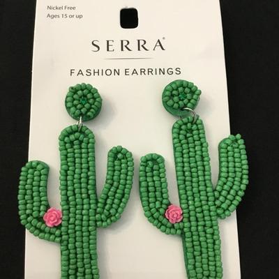 Cute cactus statement, earrings, new