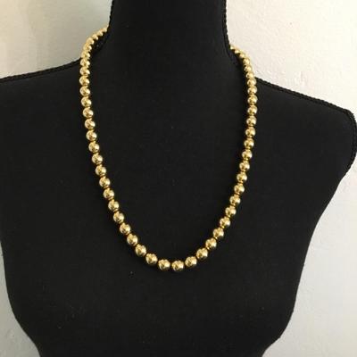 Vintage metal metallic gold, toned beaded necklace