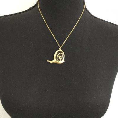 Vintage Gold tone, Snail pendant necklace