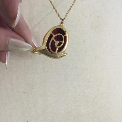 Vintage Gold tone, Snail pendant necklace