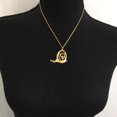 Vintage Gold tone, Snail pendant necklace