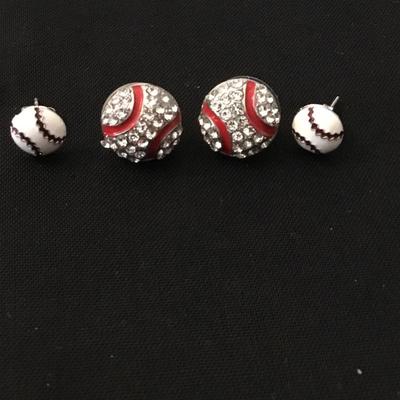 Rhinestone baseball stud, earings