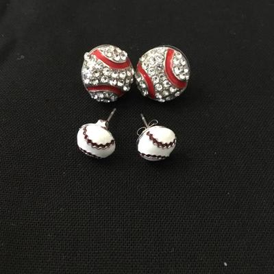 Rhinestone baseball stud, earings