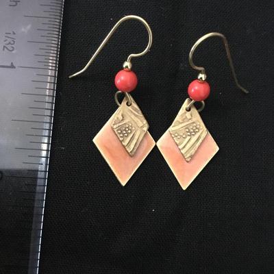 Mid century enameled dangle earrings