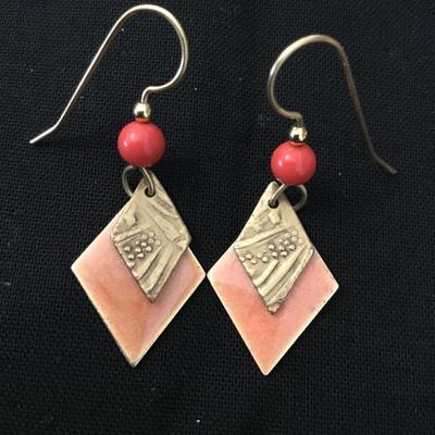 Mid century enameled dangle earrings