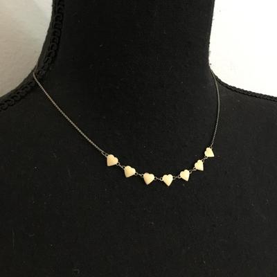 Vintage, silver, toned, dainty enameled heart necklace
