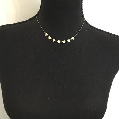 Vintage, silver, toned, dainty enameled heart necklace