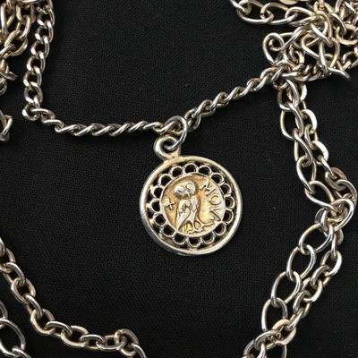 Vintage Multi strand necklace with Greek pendant
