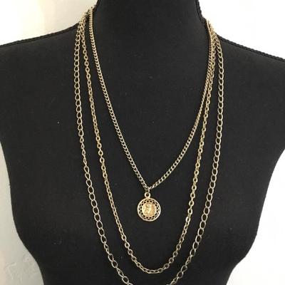 Vintage Multi strand necklace with Greek pendant