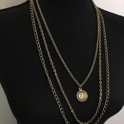 Vintage Multi strand necklace with Greek pendant