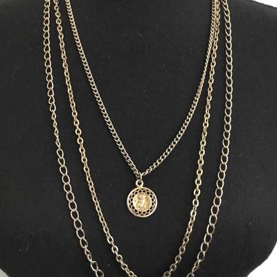 Vintage Multi strand necklace with Greek pendant