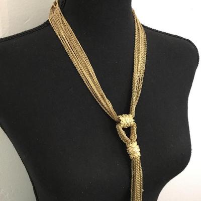 Vintage gold, toned tassel, multi strand, statement necklace very nice