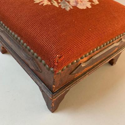 Antique Small Needlepoint Foot Stool