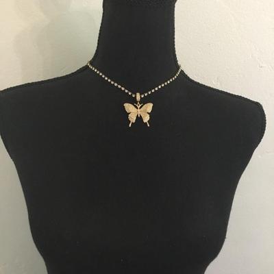 Beautiful, rhinestone butterfly fashion necklace