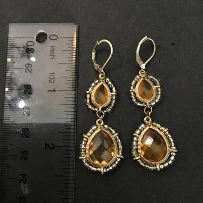 Honey colored rhinestone drop dangle earrings