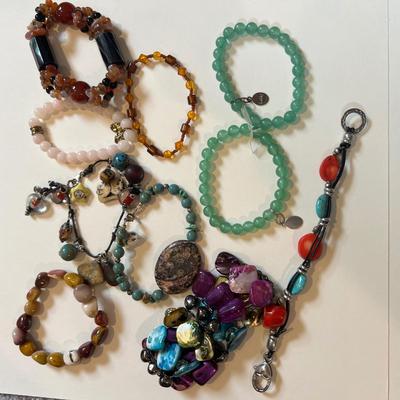 Big Lot Bracelets - Gem Stones, Coral, Mother of Pearl, Turquoise