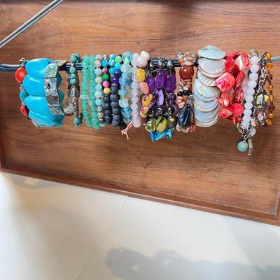 Big Lot Bracelets - Gem Stones, Coral, Mother of Pearl, Turquoise